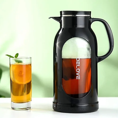 Miniatura 5 de Delove Jarra de vidrio de 68 oz/2 litros con carcasa a prueba de roturas - Forro de vidrio resistente al calor - Tapa de acero inoxidable - Jarra