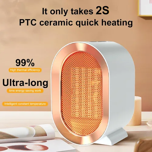 Miniatura 2 de Calentador eléctrico portátil para interiores, calentador de escritorio personal de 1200 W, calefacción silenciosa rápida de cerámica para Blanco
