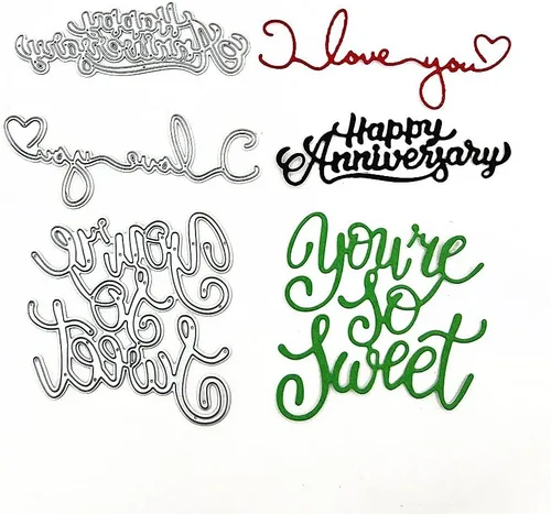 Miniatura 3 de Metal Love You Happy Anniversary Blessing Words Die Cuts, You are So Sweet Greetings - Plantillas para manualidades, plantillas de molde