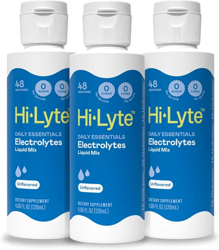 Hi-Lyte Electrolitos sin azúcar para una hidratación rápida, ayuno y apoyo inmunológico (3 botellas, 144 porciones) | SIN calorías | 20% más de