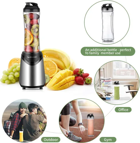 Miniatura 6 de La Reveuse Licuadora de tamaño personal de 300 W (plateado) + La Reveuse Retro Blender 300 W