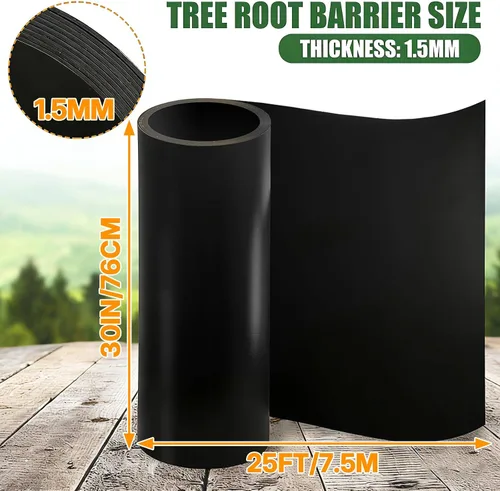 Miniatura 2 de Barrera de raíz de árbol de 18 pulgadas x 20 pies x 60 mil, barrera de raíz de hierba, barrera de bambú para bordes de jardín para bloques de bordes