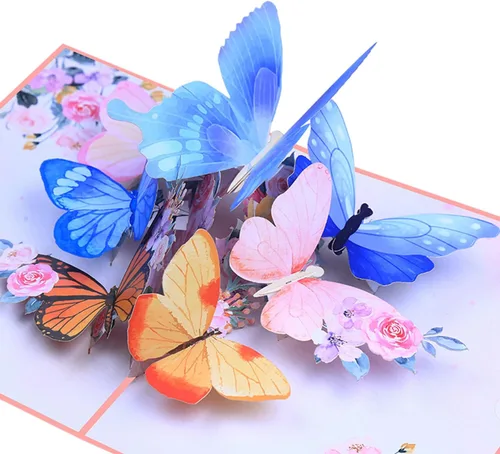 Miniatura 3 de ROBBEAR Tarjeta emergente, tarjeta de felicitación 3D de mariposa y flor con sobre para cualquier ocasión, cumpleaños, día de la madre, aniversario