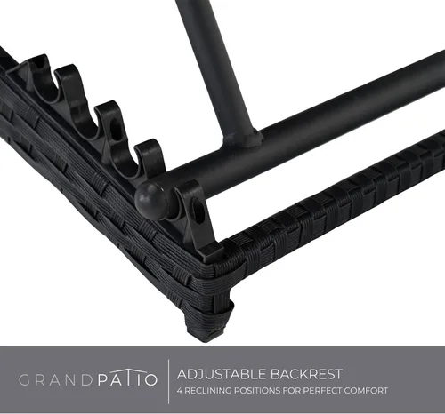 Miniatura 5 de Grand patio Sillón de mimbre para exteriores de 4 posiciones ajustable plegable de aluminio para patio, tumbona con cojín beige