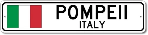 Pompeya, Italia - Letrero de bandera italiana - Letrero de metal novedoso para decoración del hogar, decoración de pared de restaurante italiano,
