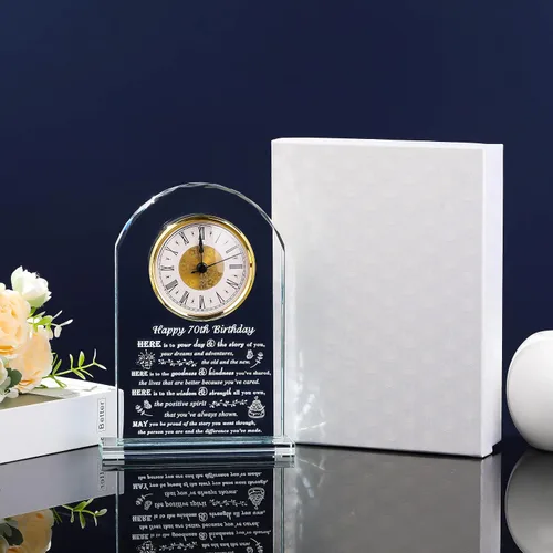 Miniatura 5 de Movdyka Regalos de 70 cumpleaños para mujeres y hombres – Reloj de cristal personalizado 1956 70 años de edad regalo para ella él – Ideas de regalos