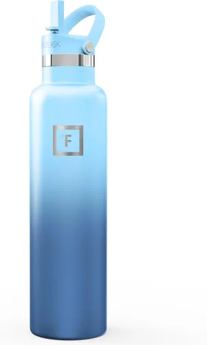 IRON °FLASK Frasco de hidratación para acampar y senderismo con pajilla, botella de agua deportiva de acero inoxidable con aislamiento de boca Ondas