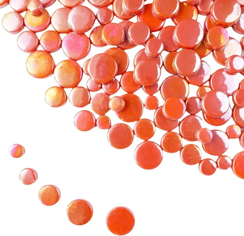 Azulejos de mosaico de vidrio iridiscente redondos al azar de 1.1 libras, haciendo piezas creativas de mosaico de vidrio iridiscente para Mandarina
