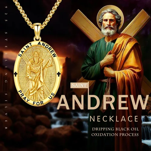 Miniatura 380 de Collar con colgante de plata de ley 925 con medalla de San Patrón, joyería religiosa para hombres y mujeres, con cadena de acero inoxidable 316L