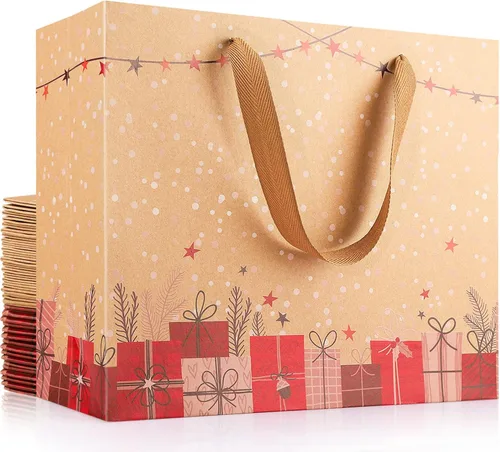 Miniatura 58 de EUSOAR Bolsas de regalo grandes negras, paquete de 12 bolsas de papel de compras de 16 x 6 x 12 pulgadas con asas, bolsa de mercancía de papel kraft