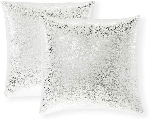 Miniatura 9 de Xinrjojo Juego de 2 almohadas brillantes en negro y dorado, almohadas suaves y brillantes decorativas, juego de fundas de almohada cuadradas negras