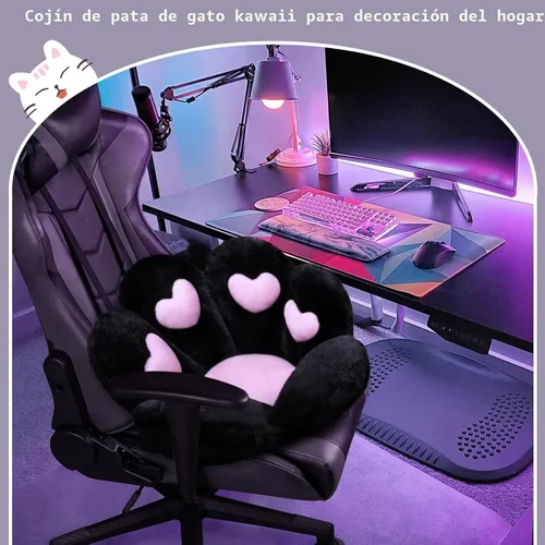 Miniatura 6 de DOBUONO Cojín Kawaii de pata de gato, cojín para silla de oficina, cómodo cojín de felpa para silla de juegos, cojín de asiento Kawaii para niña