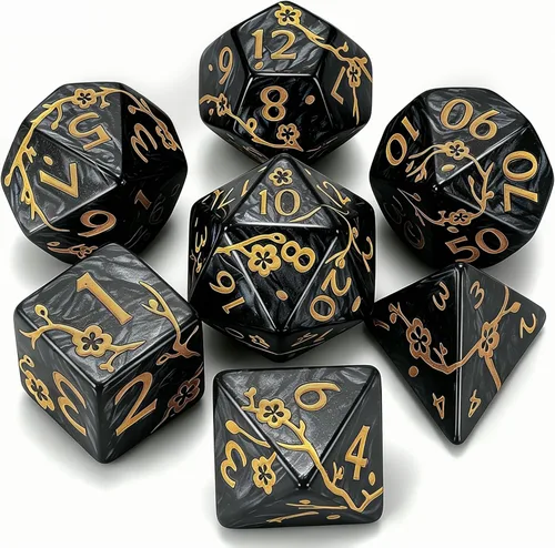 Miniatura 14 de CiaraQ DND - Juego de dados poliédricos con bolsa de dados para juegos de rol de Calabozos y Dragones RPG MTG (fuente negra y blanca)