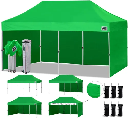 Miniatura 100 de Eurmax Tienda de campaña desplegable de 8 x 8 de Estados Unidos, con bolsa rodante patentada sin puntas, 4 paredes extraíbles con cremallera, toldo