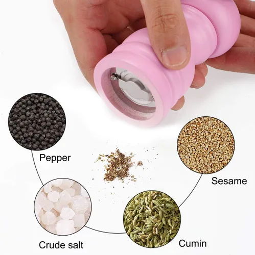 Miniatura 4 de uxcell Molinillo de sal y molinillo de madera de 4.5 pulgadas con grosor ajustable para condimentos, preparación de comidas, cocina, comedor