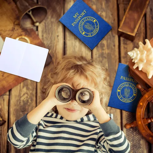 Miniatura 5 de Woanger 100 unidades de pasaporte en blanco para niños, cuaderno de pasaporte, azul a granel de 4 x 5.5 pulgadas, puerto de pase falso