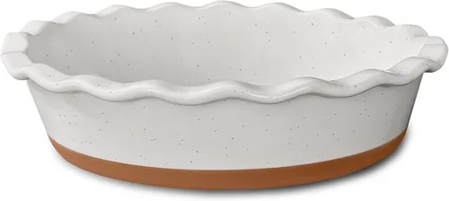 MORA Molde de cerámica para hornear – 9 pulgadas – Plato profundo y estriado para tarta de manzana antigua, quiche, tartas, tartas, etc. – Plato de