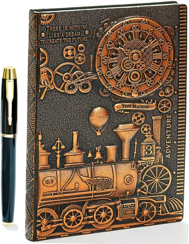 Miniatura 8 de Diario de escritura vintage de piel en relieve 3D Phoenix con juego de bolígrafos dorados, tamaño A5, 200 páginas, cuaderno de bocetos antiguo hecho