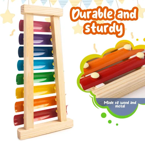Miniatura 3 de MCPINKY Xilófono para niños, juguete musical xilófono con mazos seguros para niños, instrumentos musicales educativos, juguete para niños pequeños