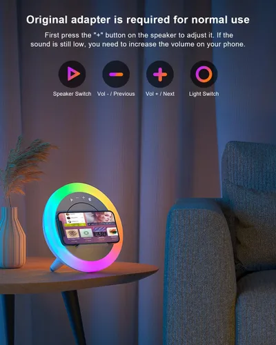 Miniatura 2 de Swarmir Altavoz Bluetooth con luces, altavoz de carga inalámbrica, las mejores ideas de regalo de cumpleaños para adolescentes, aplicable