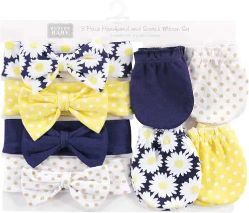 Miniatura 67 de Hudson Baby Conjunto de diadema de algodón y manoplas para rascar para bebé