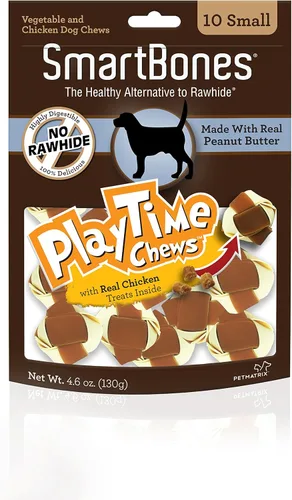 Miniatura 3 de SmartBones PlayTime - Masticables para perros sin cuero crudo, golosinas para perros hechas con pollo real, 10 unidades pequeñas
