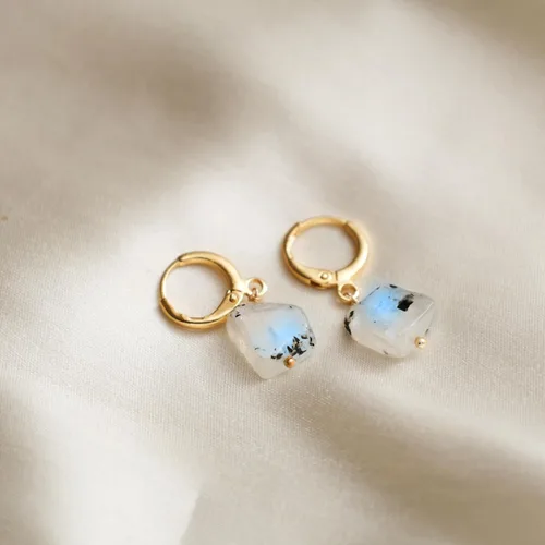 Miniatura 36 de Gempires Handmade Gemstone Hoop Earrings Raw Crystal Dangle Jewelry Hypoallergenic Gold Plated Lightweight Elegant Jewelry Gifts For Women