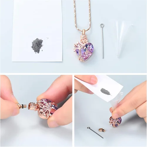 Miniatura 13 de Imrsanl Collar de urna de árbol de la vida con forma de corazón, joyería de cremación para hombres y mujeres, recuerdo, joyería conmemorativa
