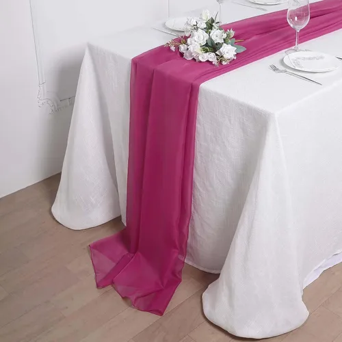 Miniatura 16 de Tableclothsfactory Camino de mesa de gasa de amatista de 22 x 80 pulgadas para bodas, fiestas, banquetes, decoración, ajuste rectangular y mesa