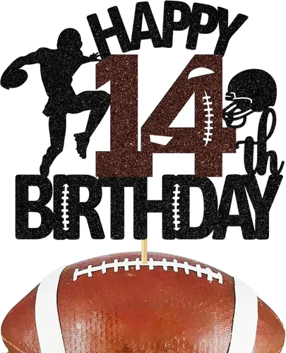 Miniatura 8 de Decoración para tartas de fútbol americano de 6 años, decoración de fiesta de cumpleaños de 6 años para niño