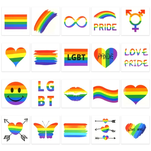 CCINEE 40 hojas de tatuajes de orgullo arco iris, tatuajes de orgullo gay, impermeables, tatuajes temporales LGBT, calcomanías de tatuaje de arco