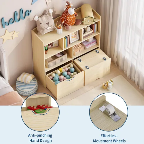 Miniatura 4 de GAOMON Organizador de almacenamiento de juguetes, estantería para niños, armario de almacenamiento de juguetes, armario para libros infantiles