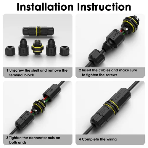 Miniatura 3 de Conector de cable eléctrico impermeable para caja de conexiones IP68, M16 para cables de 2 o 3 pines para rango de cable de 0.138-0.394 in