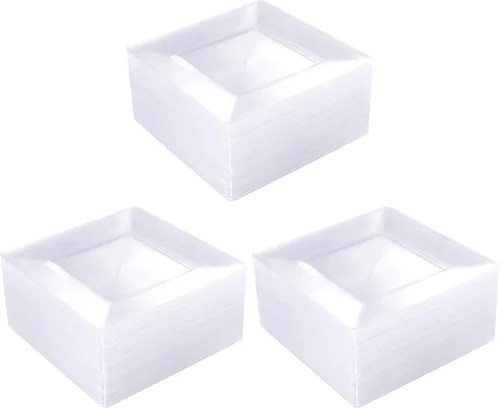 Miniatura 10 de WDF 60 platos de plástico transparente, platos cuadrados desechables para postre/ensalada, plato de plástico de 7 pulgadas para aperitivos de boda