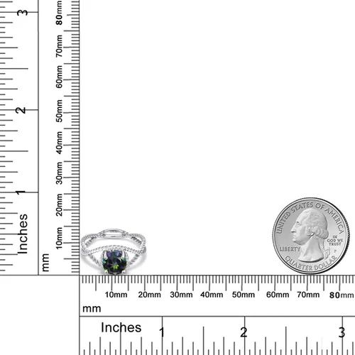Miniatura 13 de Gem Stone King 7MM Round Gemstone Birthstone Solitaire Ring for Women Twisted Rope Band in 925 Sterling Silver Available in Sizes 5, 6, 7, 8, 9