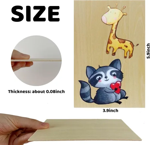 Miniatura 2 de MUXGOA Paquete de 20 hojas de tilo, hojas de madera finas para manualidades, láser, quema de madera, adornos de madera, se pueden cortar y pintar a