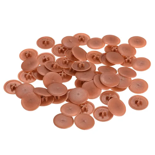 Miniatura 11 de uxcell Cubiertas de tapa de rosca, 80 piezas de 0.657 x 0.169 in de plástico para tornillos de rosca Phillips Cam Tornillo autorroscante, marrón café