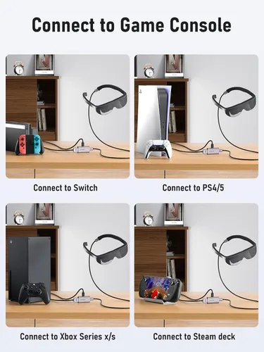 Miniatura 6 de Lemorele Adaptador HDMI a USB C 4K a 60Hz, para conectar la base del interruptor/PS5/PS4/Xbox/Steam Deck Base a lentes USB-C AR como XREAL Air