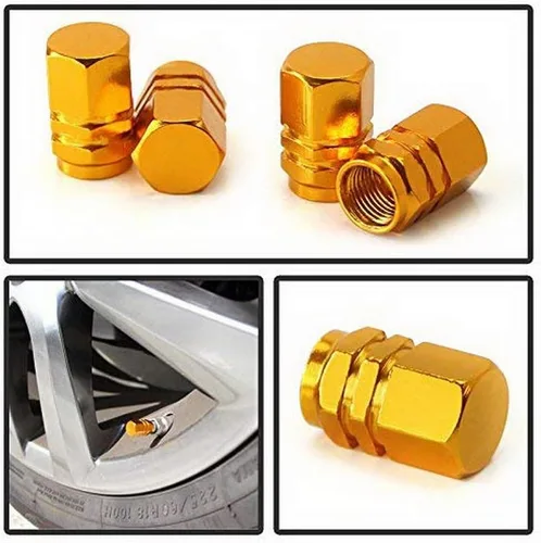 Miniatura 2 de Tapas para válvulas de neumático de aluminio estilo carrera tuner de iJDMTOY (4), Dorado Oro