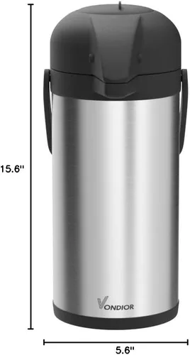 Miniatura 7 de Oferta de un día. Despachador de bebidas térmico, de 102 onzas. Vondior Termo de acero inoxidable para agua fría o caliente, con bomba. Cafetera 1