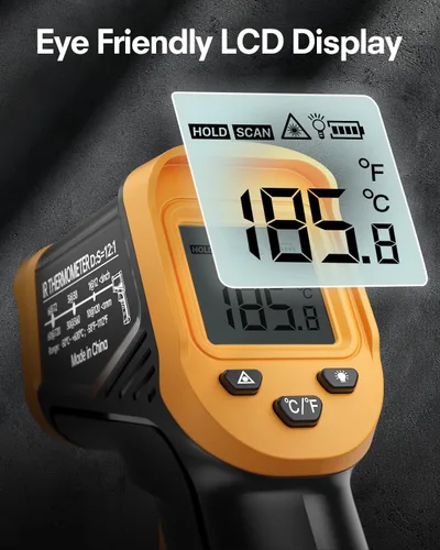 Miniatura 3 de Eventek Pistola Termómetro Infrarrojo, Termómetro Láser de -58 °F a 1112 °F, Pistola de Temperatura IR para Cocinar, Accesorios para Horno de Pizza