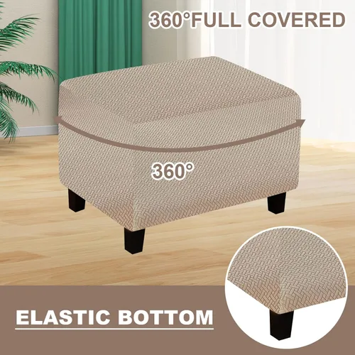 Miniatura 4 de Funda otomana de sofá resistente al desgaste, funda otomana rectangular elástica, funda para taburete de pies, fundas de taburete extraíbles