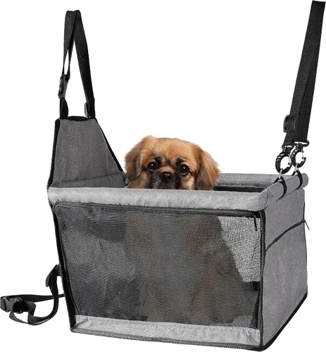 Miniatura 5 de Asiento de automóvil para perro de tamaño mediano, asiento elevador de automóvil con correa de seguridad con clip, se adapta tanto a asientos