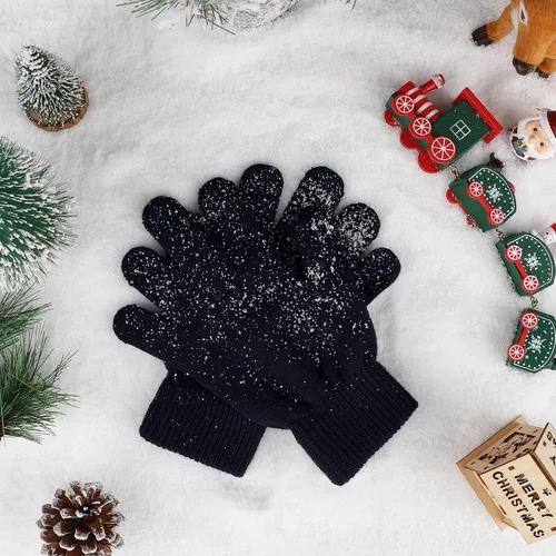 Miniatura 4 de 16 pares de guantes de invierno para hombres y mujeres, guantes de punto elásticos cálidos para adultos, paquete a granel