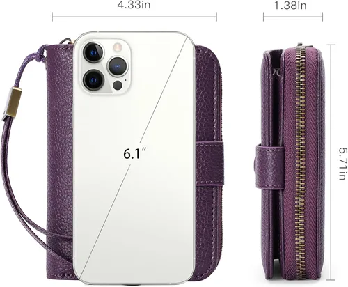 Miniatura 3 de GAEKEAO Cartera de cuero para tarjetas de crédito para mujer, bloqueo RFID, gran capacidad, plegable, con cremallera, organizador de tarjetas