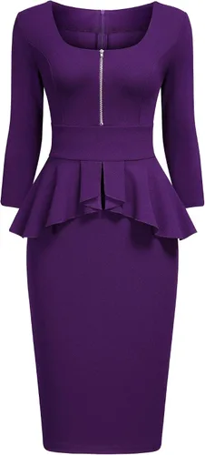 Miniatura 3 de Miusol - Vestido de mujer estilo retro con cuello cuadrado y volantes