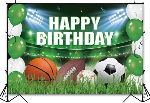 Miniatura 3 de Xigejob Suministros para fiestas de cumpleaños con temática deportiva, decoración de pancarta de fondo para fiesta deportiva, fútbol, baloncesto