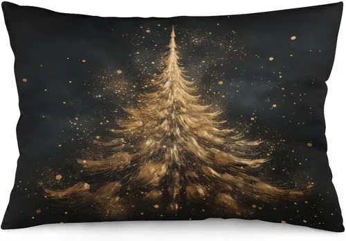 Miniatura 14 de Funda de almohada dorada de invierno con diseño de pájaros de nieve, Navidad, 12 x 20 pulgadas, diseño de Feliz Navidad, invierno, Navidad, cojín