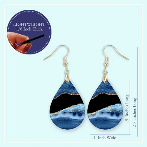Miniatura 79 de Dangle Earrings for Women Colorful Dangling Drop Statement Jewelry Printed MDF Wood Teardrop Double Side Print Handmade by The Painted Pug