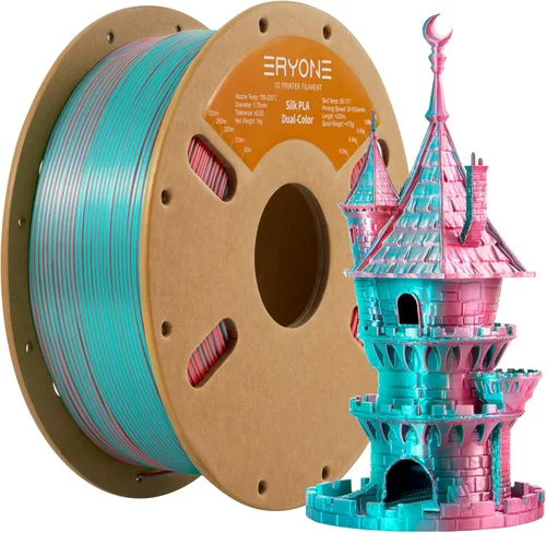 Miniatura 57 de ERYONE Filamento de ácido poliláctico (PLA) de seda bicolor para impresora 3D, de 1.75 mm +/- 0.03 mm, carrete de cartón de 1 kg (2.2 libras)